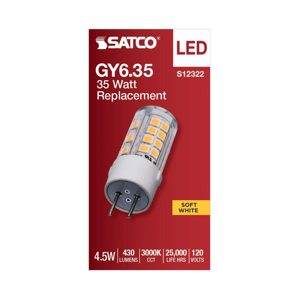Satco 4.5w T6 LED 120v GY6.35 Base 3000k Clear Finish Bulb - Image 3