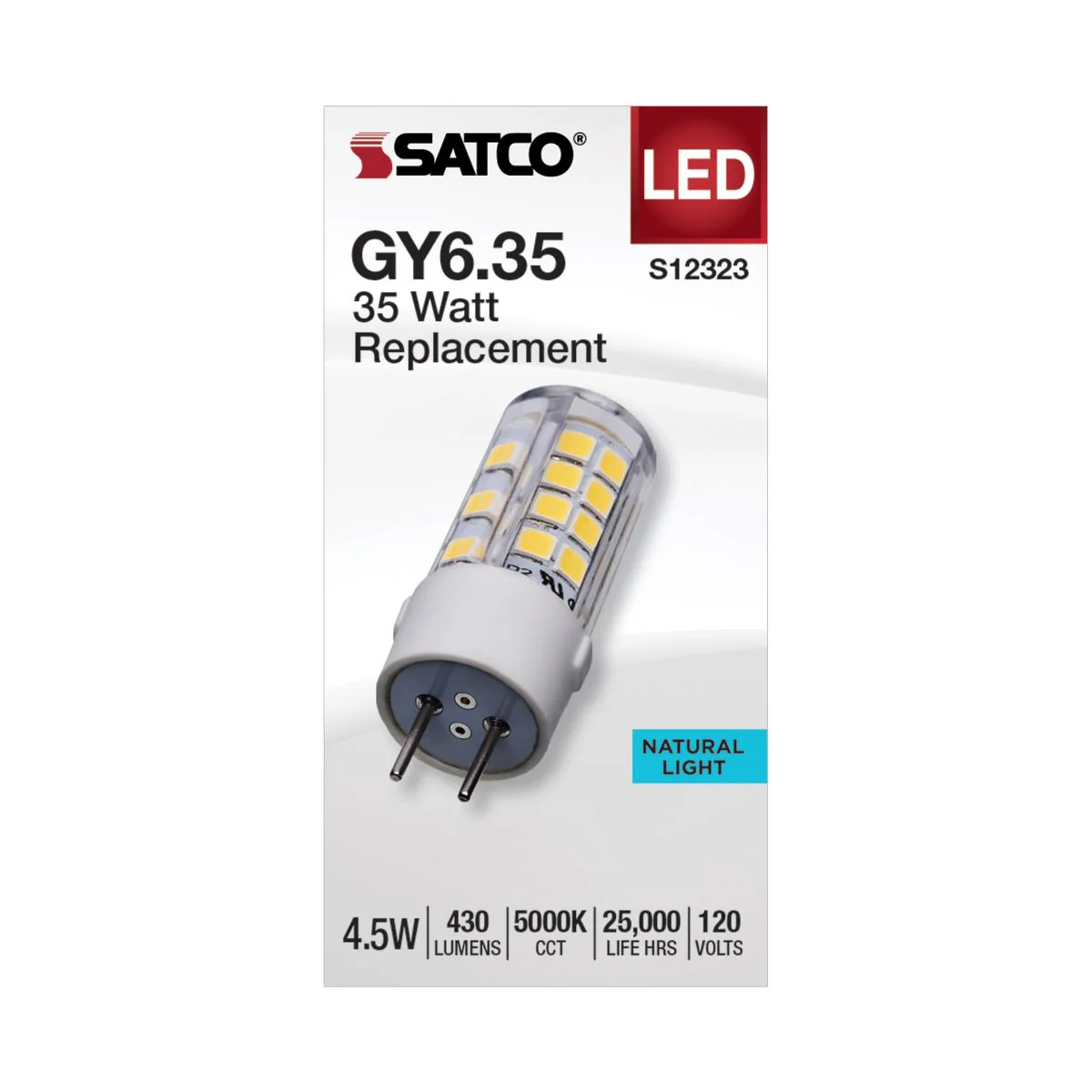 Satco 4.5w T6 LED 120v GY6.35 Base 5000k Clear Finish Bulb - Image 2