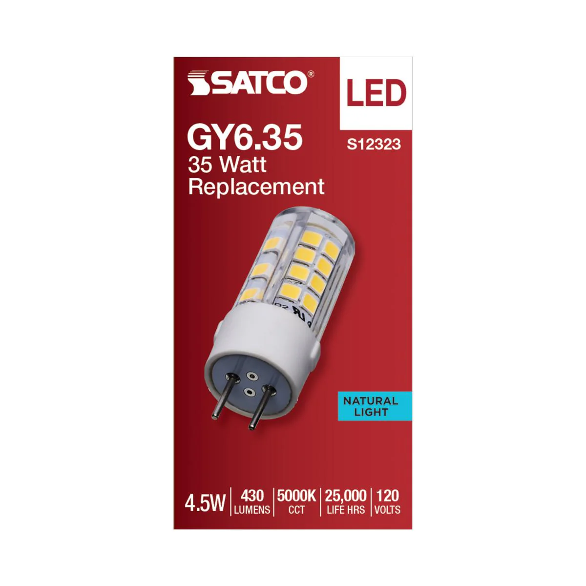 Satco 4.5w T6 LED 120v GY6.35 Base 5000k Clear Finish Bulb - Image 3