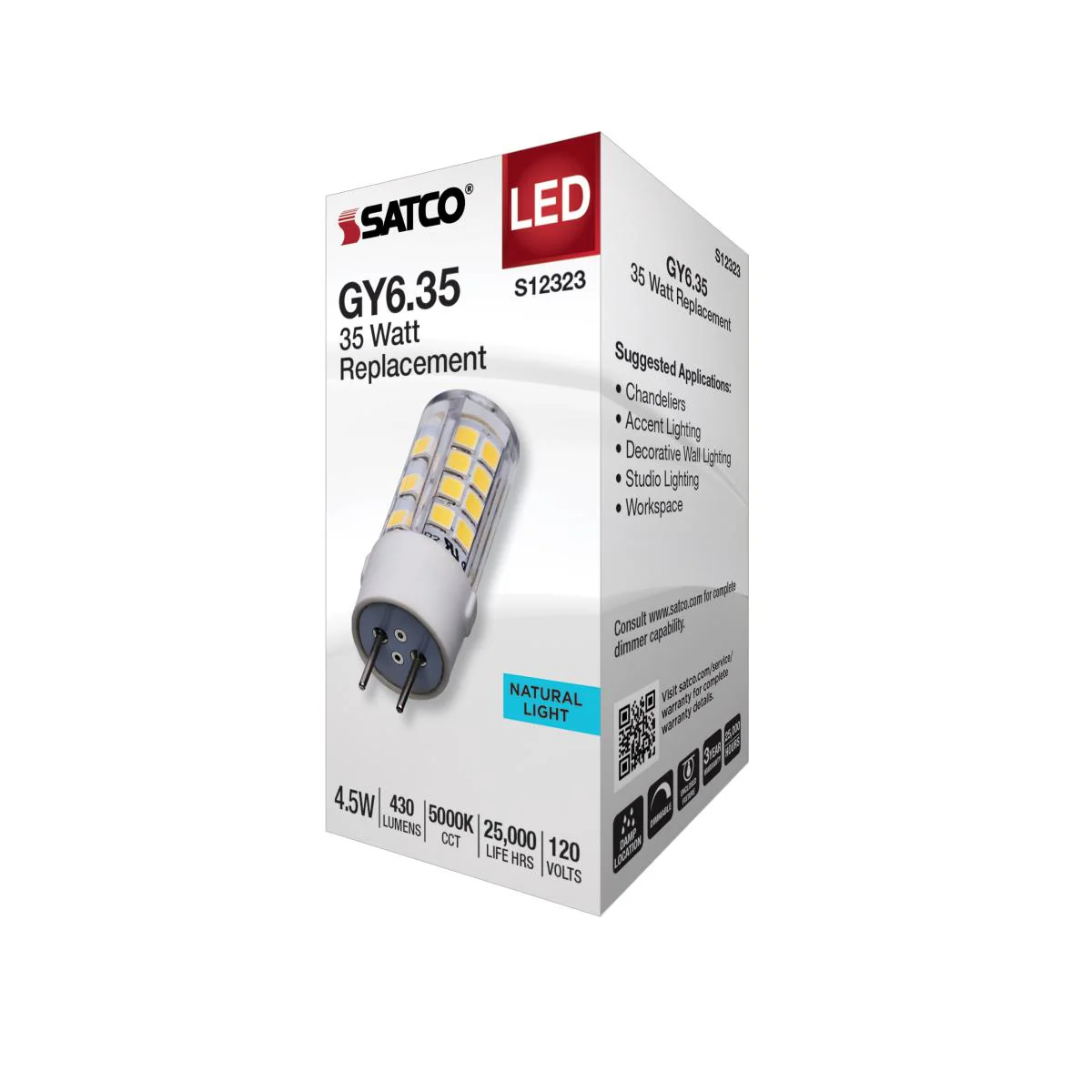Satco 4.5w T6 LED 120v GY6.35 Base 5000k Clear Finish Bulb - Image 5