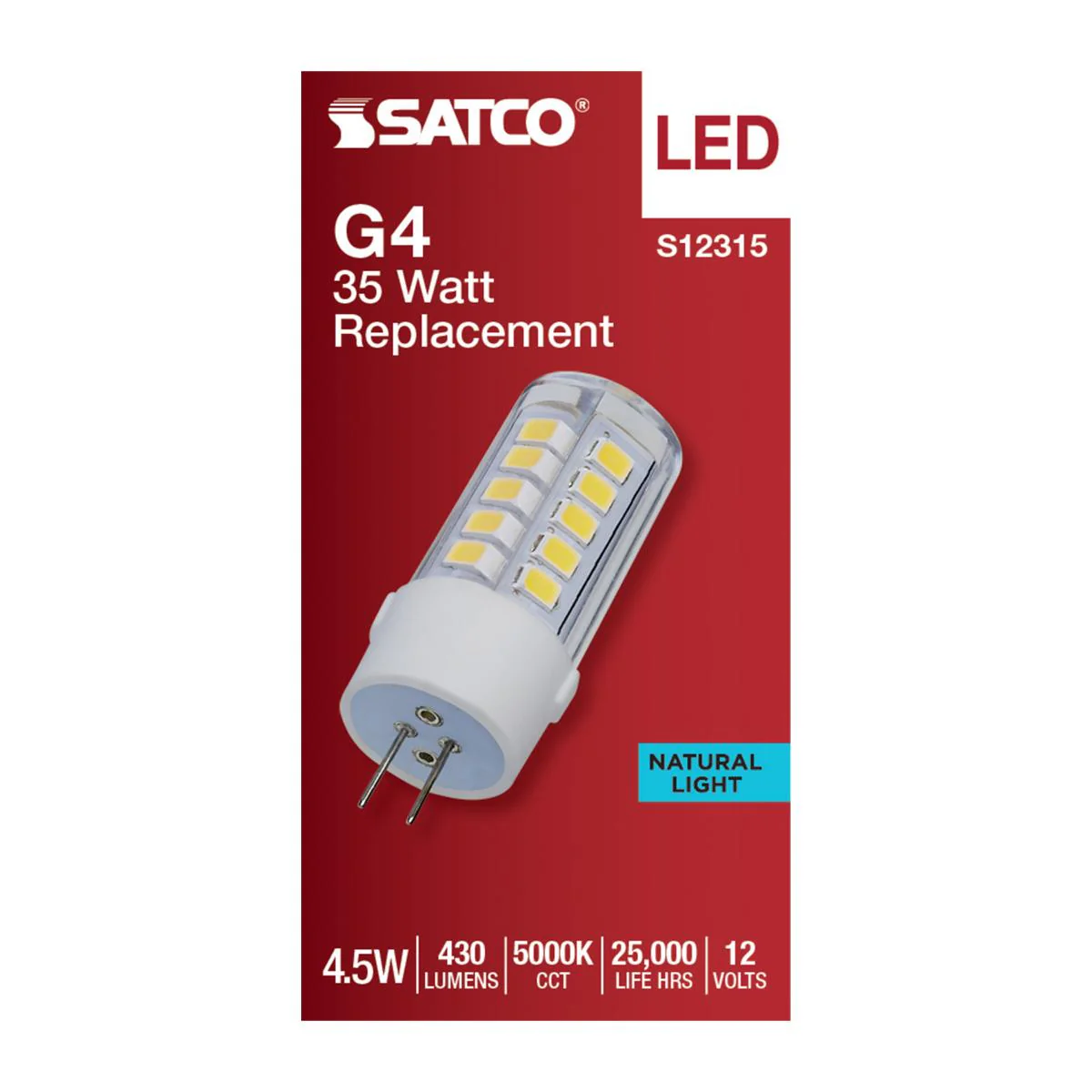 Satco 4.5w T6 LED 12v Bi Pin G4 Base 5000K Clear Finish Bulb - Image 3