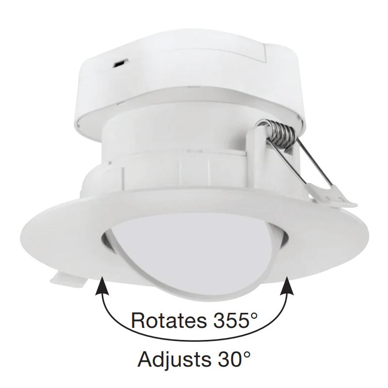 Satco 4" 7W Round LED Gimbal Downlight - 4000K - Cool White, White Finish - Image 3