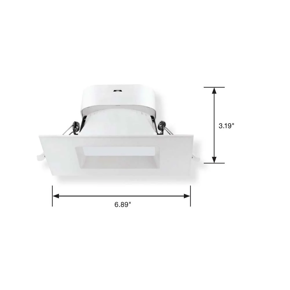 Satco 6-in 9w LED Direct Wire Square Downlight White Finish 2700K Dimmable 120v - Image 4