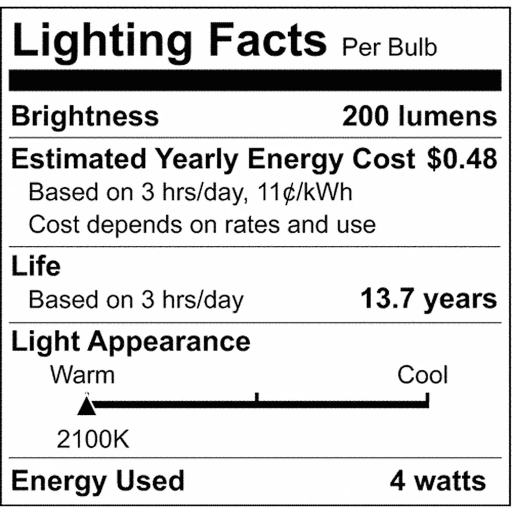 Satco 4w 120v CA11 LED Spun Amber E12 Candelabra Base 200 Lumens 2100k - Image 4