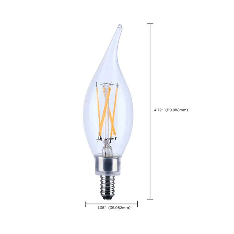 Satco 4w CA10 LED 4000K Candelabra Base Dimmable - 40w equiv - Image 3
