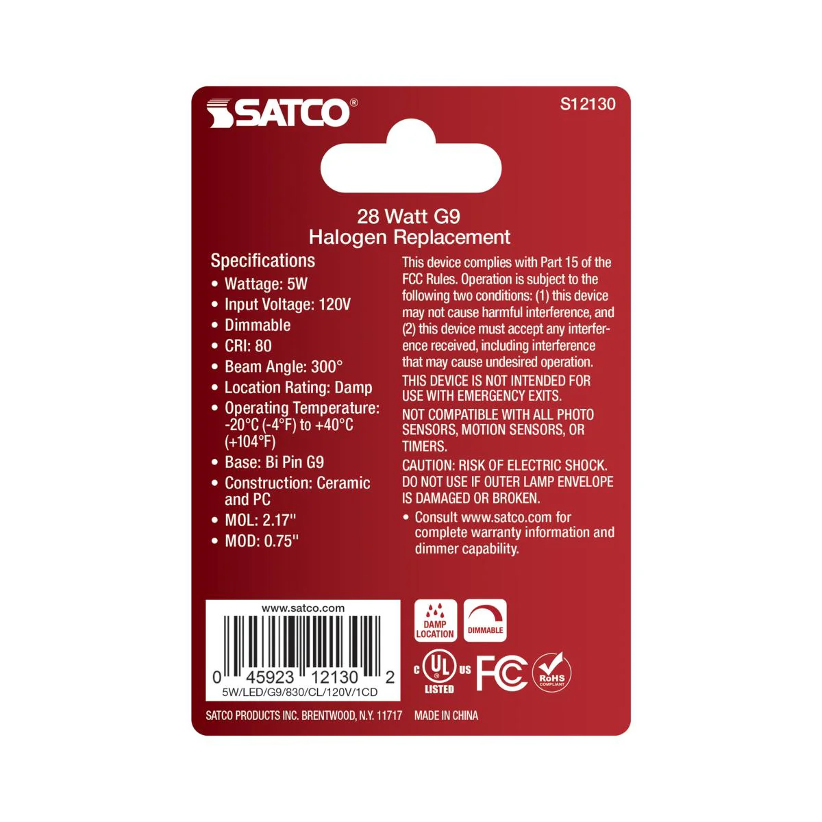 Satco 5w Mini LED G9 Double Loop Base 120v 3000K Clear Finish Bulb - Image 3