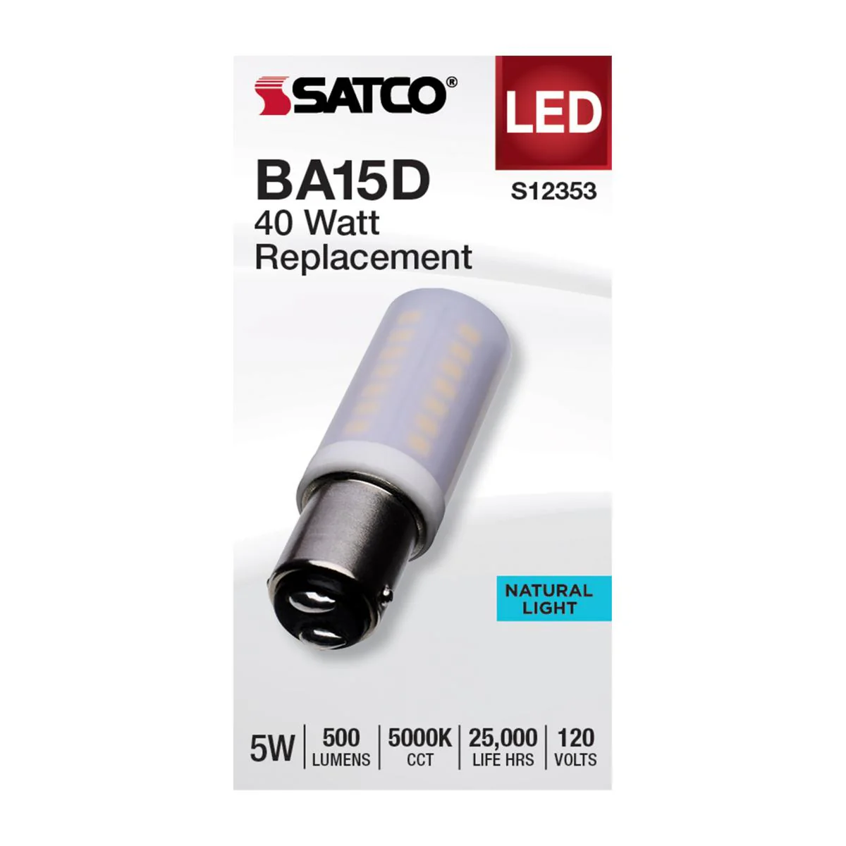 Satco 5w T6 LED 120v DC Base 5000k Frosted Finish Bulb - Image 2