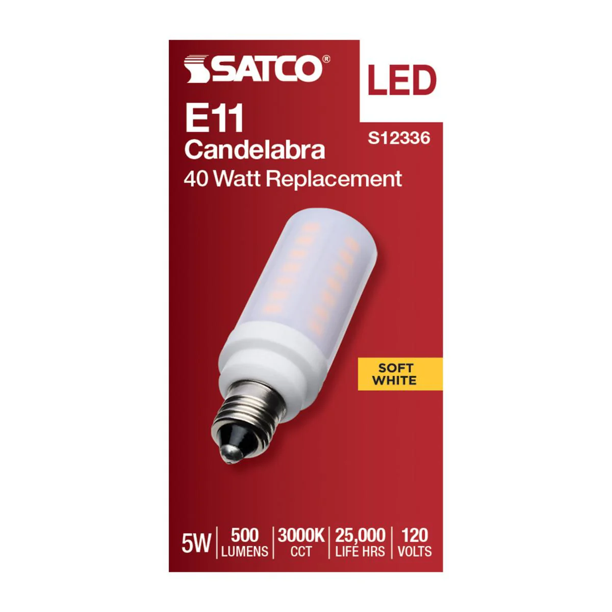 Satco 5w T6 LED 120v E11 Base 3000k Frosted Finish Bulb - Image 3