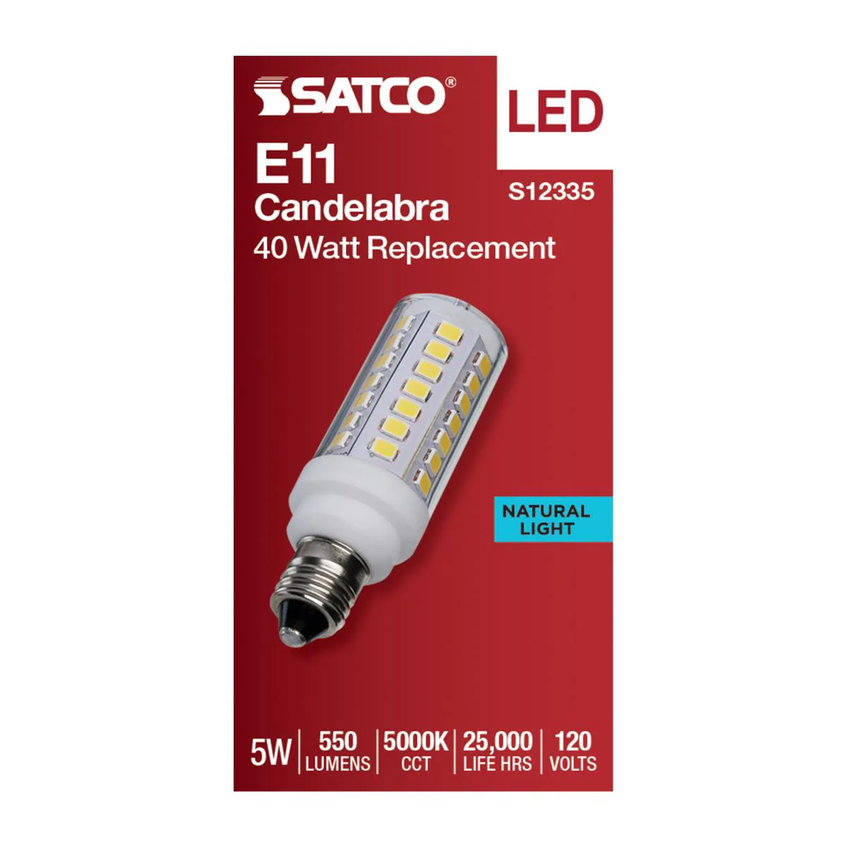 Satco 5w T6 LED 120v E11 Base 5000k Clear Finish Bulb - Image 3