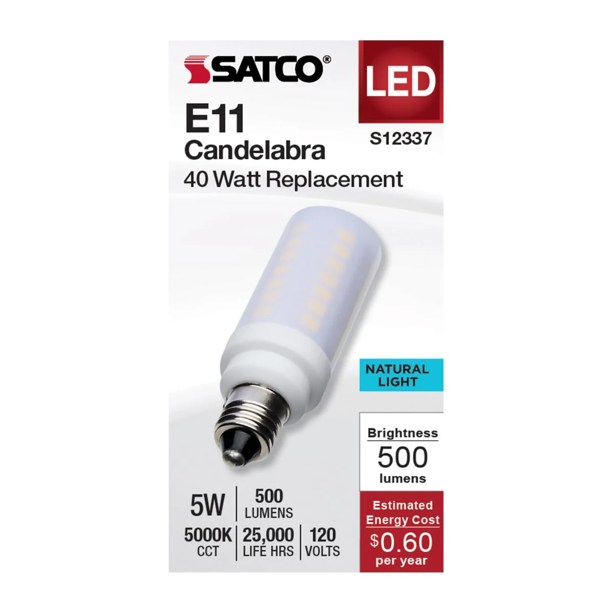 Satco 5w T6 LED 120v E11 Base 5000k Frosted Finish Bulb - Image 2