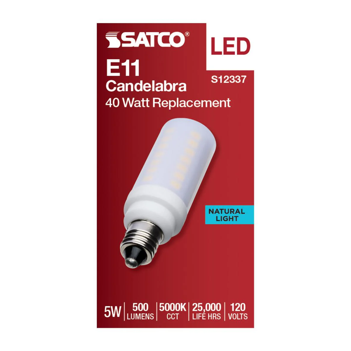 Satco 5w T6 LED 120v E11 Base 5000k Frosted Finish Bulb - Image 3