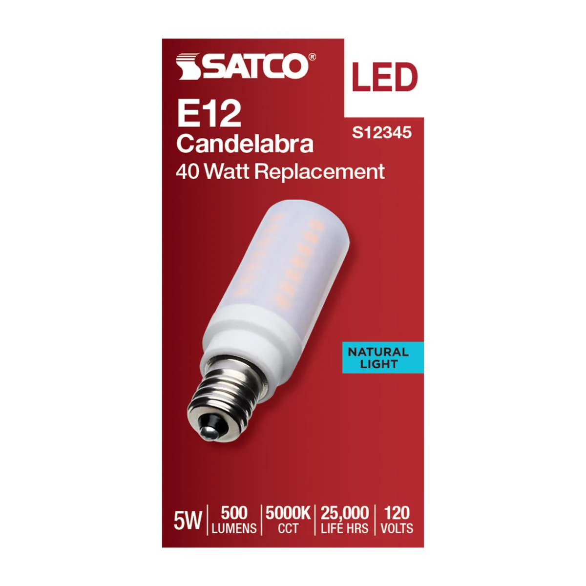 Satco 5w T6 LED 120v E12 Base 5000k Frosted Finish Bulb - Image 3
