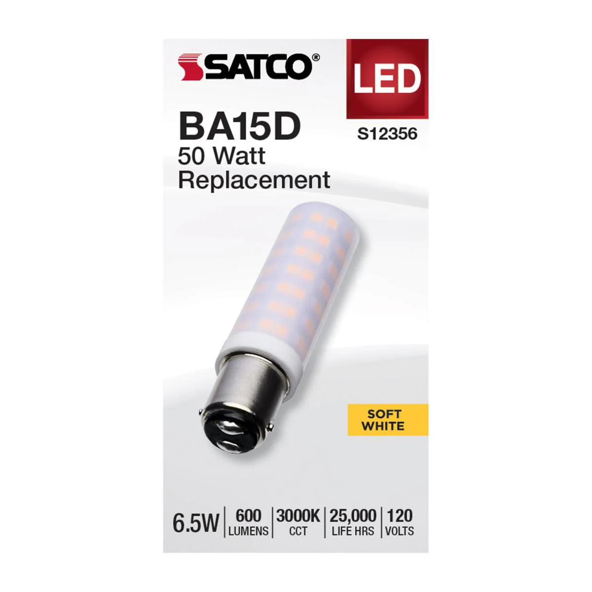 Satco 6.5w T6 LED 120v DC Base 3000k Frosted Finish Bulb - Image 2