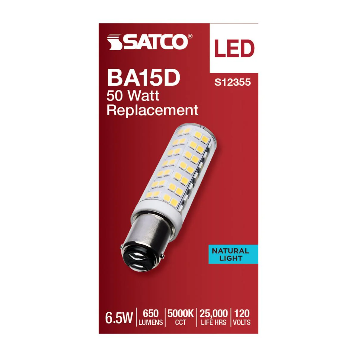 Satco 6.5w T6 LED 120v DC Base 5000k Clear Finish Bulb - Image 3