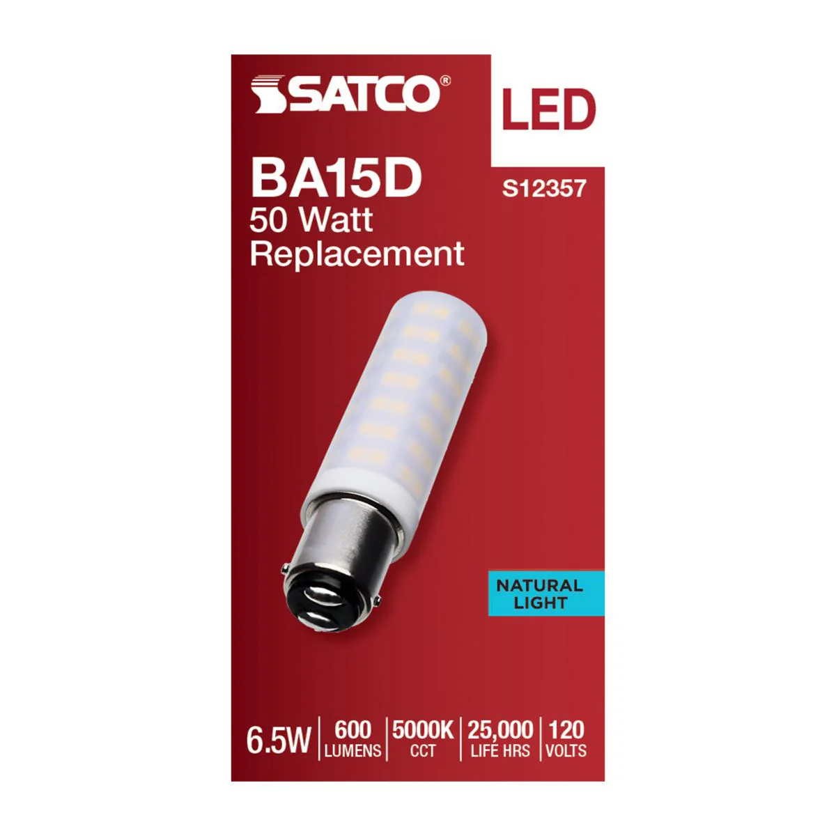 Satco 6.5w T6 LED 120v DC Base 5000k Frosted Finish Bulb - Image 3