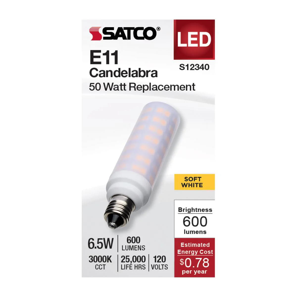 Satco 6.5w T6 LED 120v E11 Base 3000k Frosted Finish Bulb - Image 2