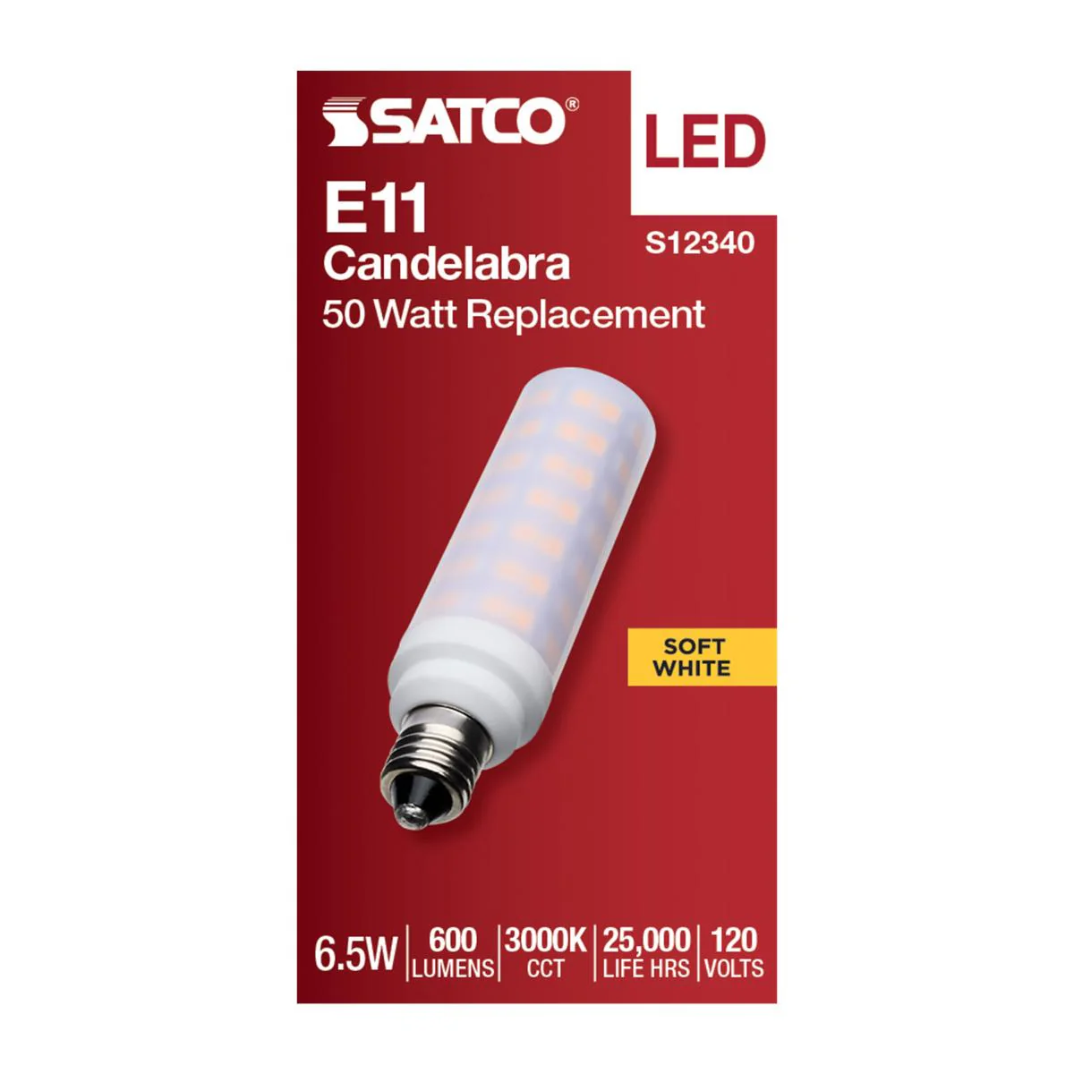 Satco 6.5w T6 LED 120v E11 Base 3000k Frosted Finish Bulb - Image 3