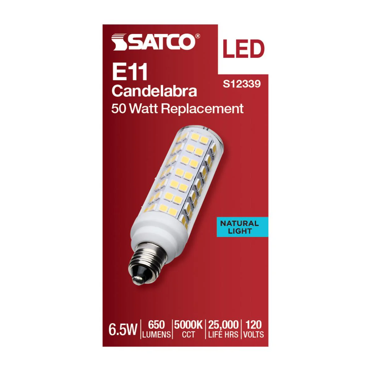 Satco 6.5w T6 LED 120v E11 Base 5000k Clear Finish Bulb - Image 3