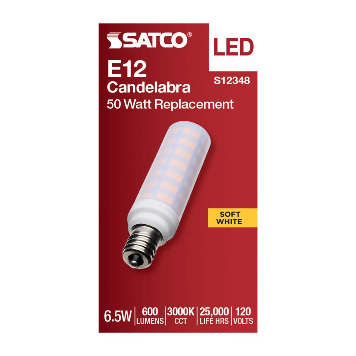 Satco 6.5w T6 LED 120v E12 Base 5000k Frosted Finish Bulb - Image 3