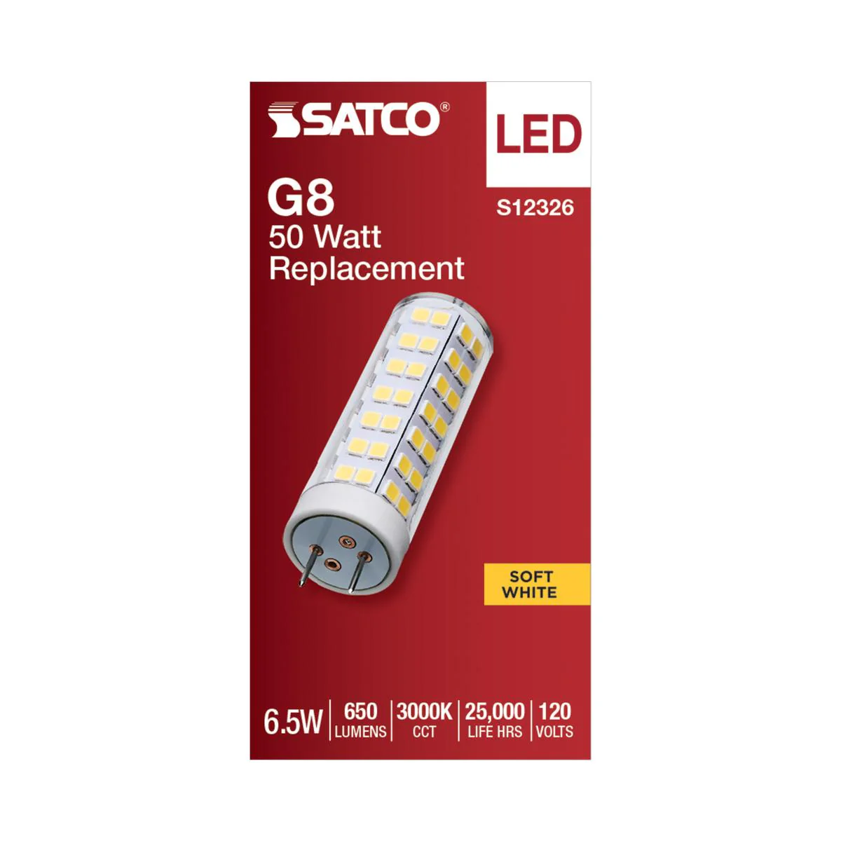 Satco 6.5w T6 LED 120v G8 Base 3000k Clear Finish Bulb - Image 3
