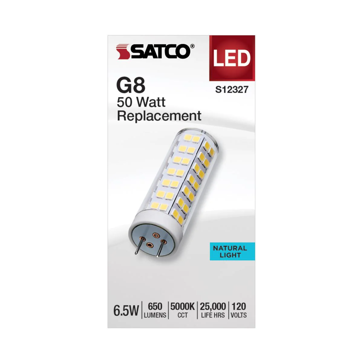 Satco 6.5w T6 LED 120v G8 Base 5000k Clear Finish Bulb - Image 2