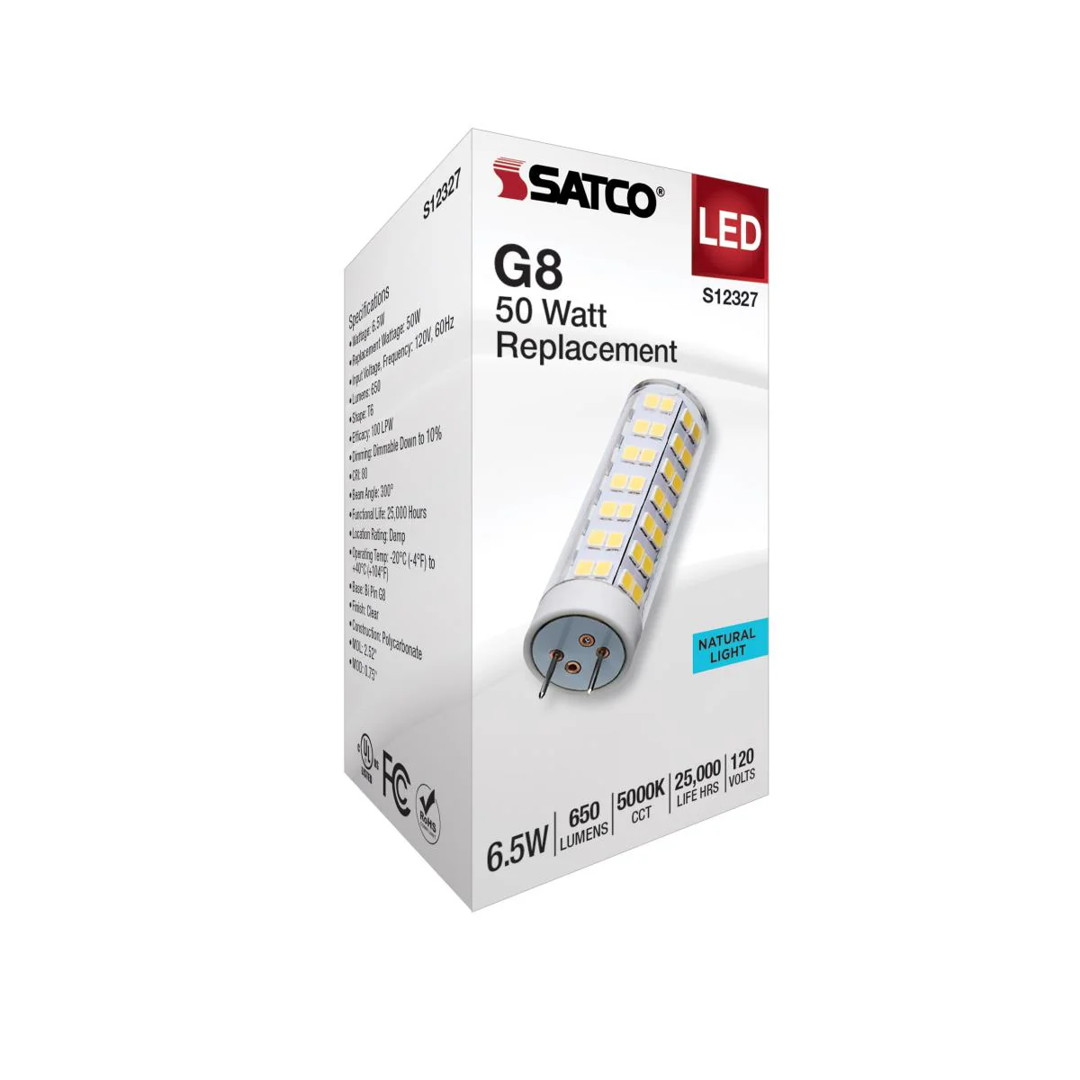 Satco 6.5w T6 LED 120v G8 Base 5000k Clear Finish Bulb - Image 4