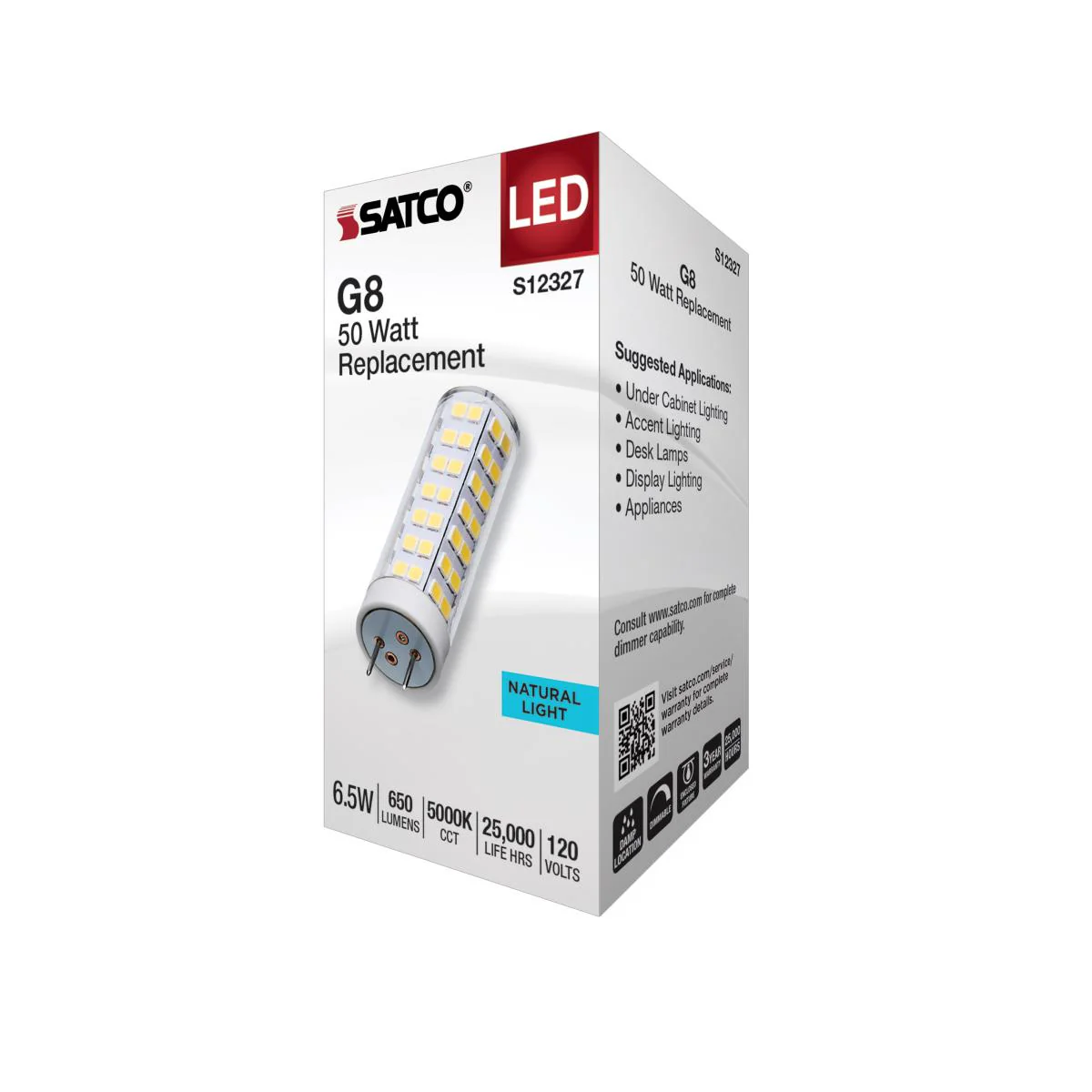 Satco 6.5w T6 LED 120v G8 Base 5000k Clear Finish Bulb - Image 5