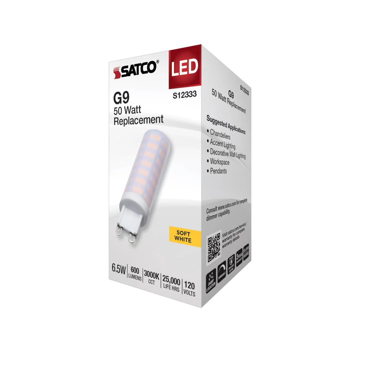 Satco 6.5w T6 LED 120v G9 Base 3000k Frosted Finish Bulb - Image 5