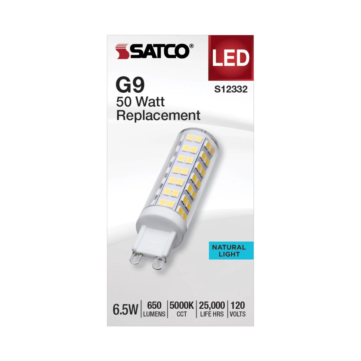 Satco 6.5w T6 LED 120v G9 Base 5000k Clear Finish Bulb - Image 2
