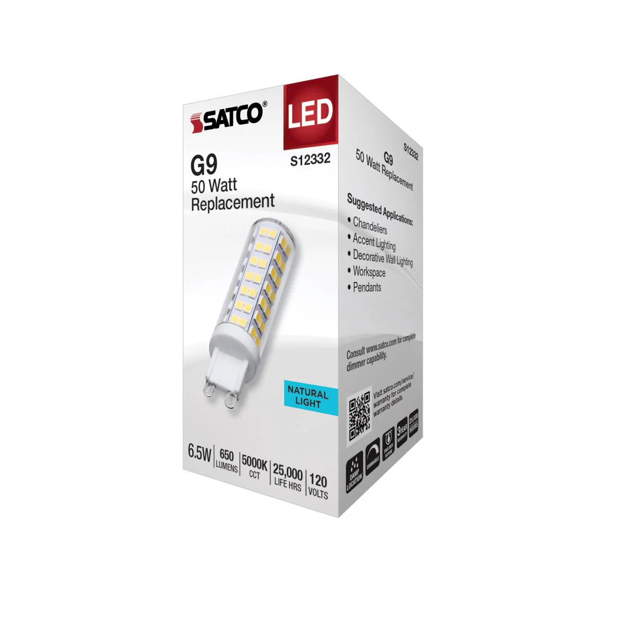 Satco 6.5w T6 LED 120v G9 Base 5000k Clear Finish Bulb - Image 5