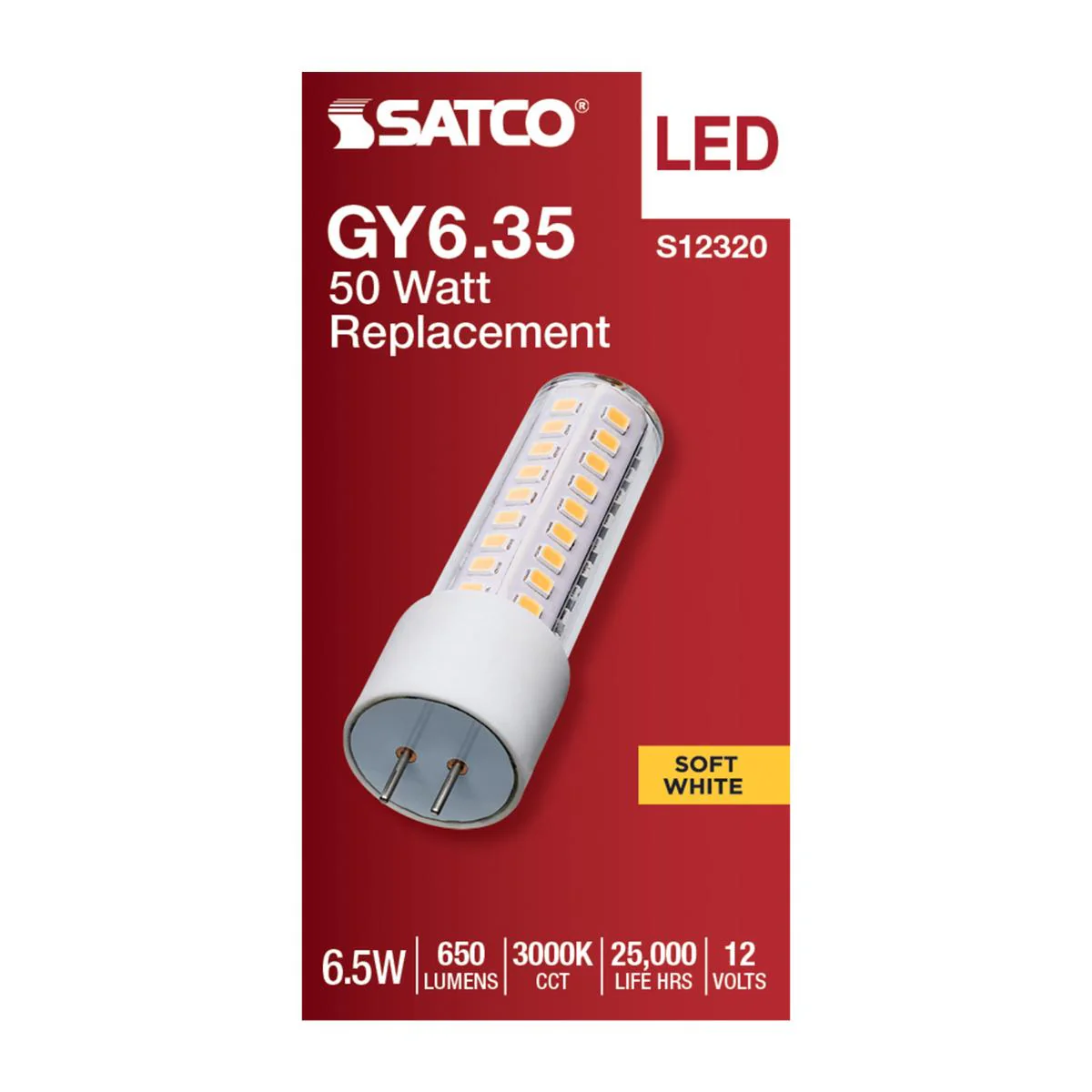 Satco 6.5w T6 LED 12v GY6.35 Base 3000K Clear Finish Bulb - Image 3
