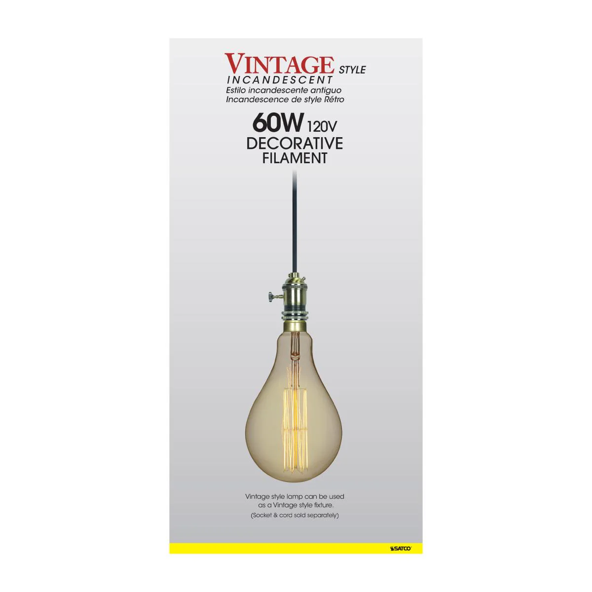 Satco 60w PS52 Incandescent vintage style E26 Base 120v 2200K Amber Finish Bulb - Image 4