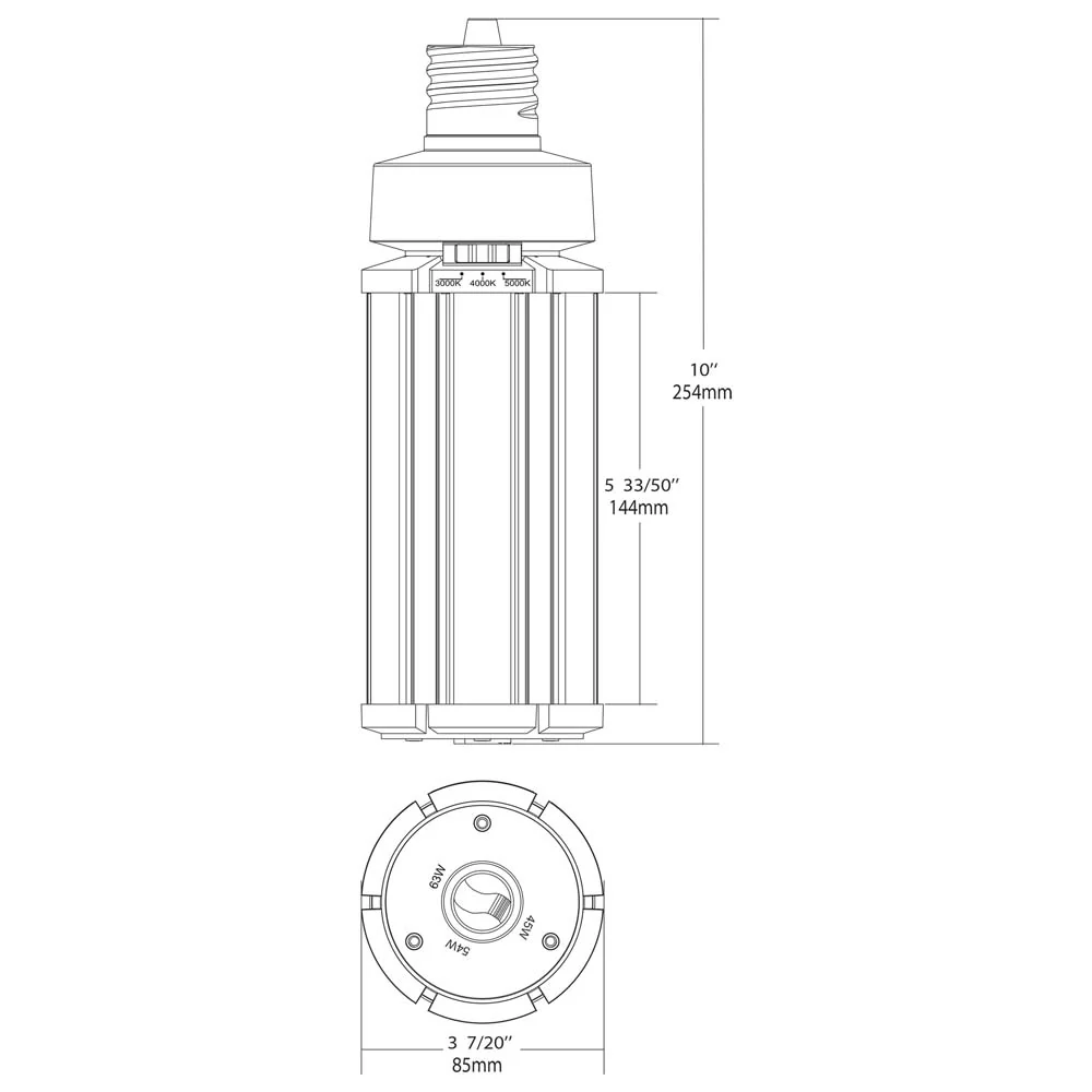 Satco LED HID Replacement 63/54/45 Wattage & CCT Selectable Mogul Base 100-277V - Image 8