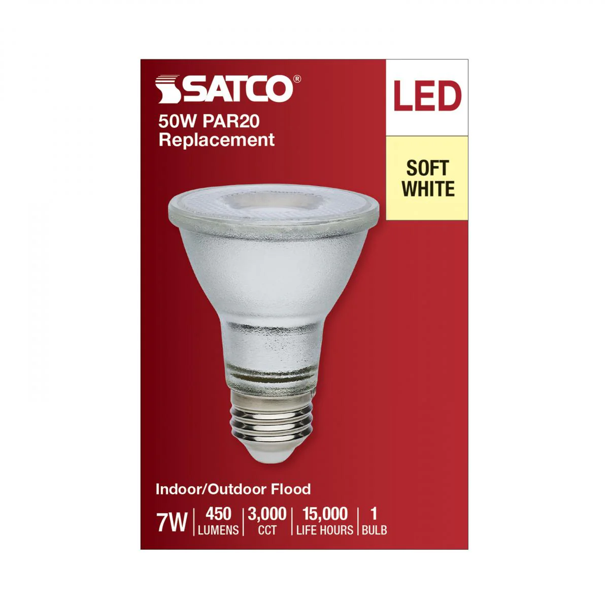 Satco 7w Econo LED PAR20 3000K 35deg 120-277v Silver Finish Bulb - Image 4