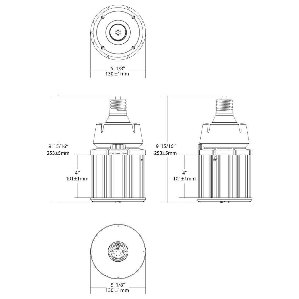 Satco LED HID Replacement 80/63/54 Wattage & CCT Selectable Mogul Base 100-277V - Image 8
