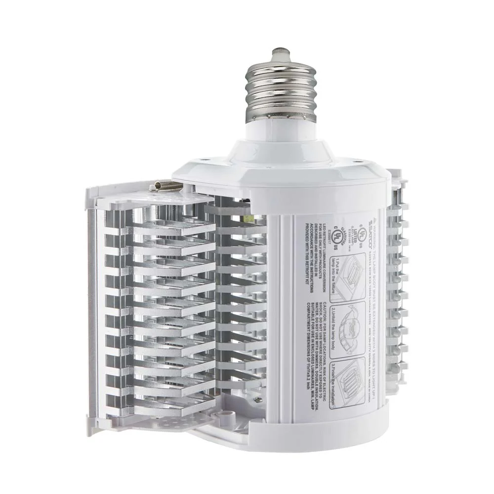 Satco 80w LED Hi-lumen shoe box style lamp fixture 5000K Mogul Extended 100-277V - Image 3