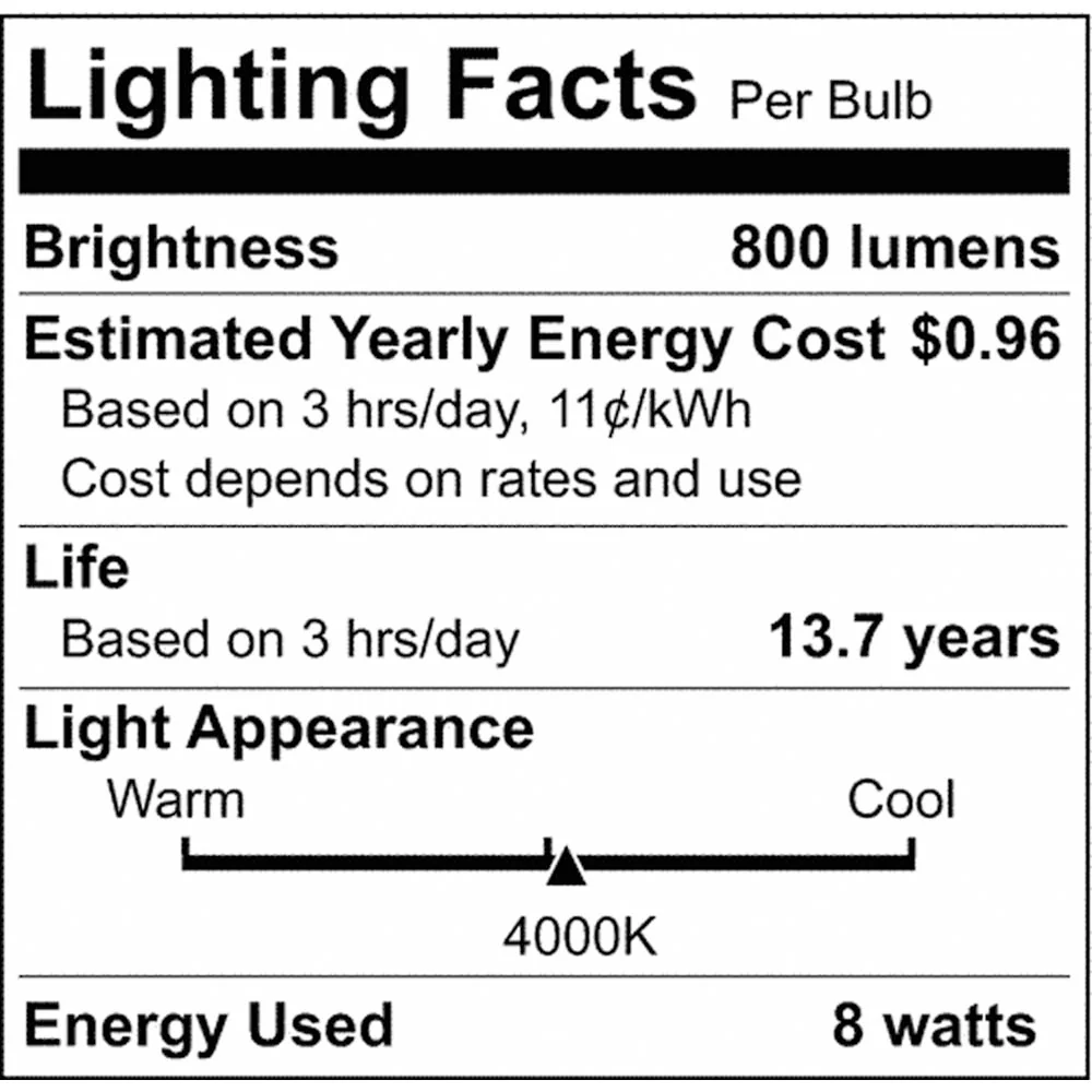 Satco 8w LED Bulb A19 Clear Finish 4000K - 60w-equiv - Image 2