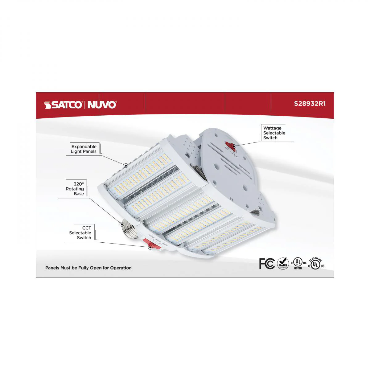 Satco LED Hi-lumen Shoe Box 60/70/80w and Select CCT 3K/4K/5K Mogul Extended 100-277V - Image 9