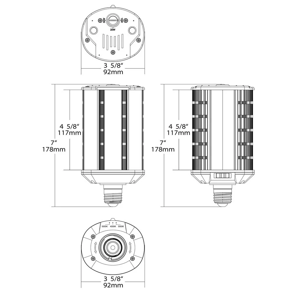 Satco LED Hi-Pro Wall Pack 10/20/30w CCT Selectable Medium Base 100-277V - Image 9