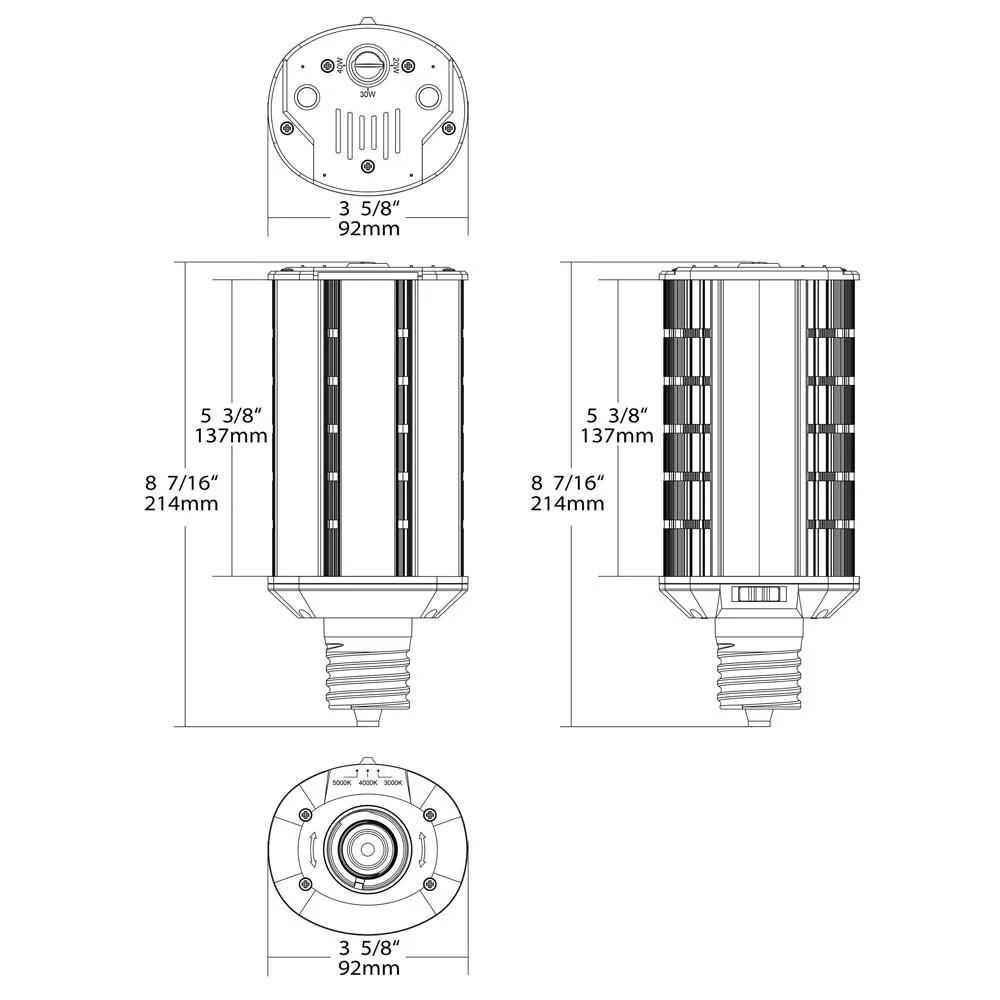 Satco LED Hi-Pro Wall Pack 20/30/40w CCT Selectable Mogul Base 100-277V - Image 8