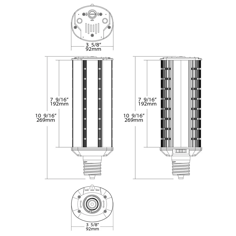 Satco LED Hi-Pro Wall Pack 20/40/60w CCT Selectable Mogul Base 100-277V - Image 9