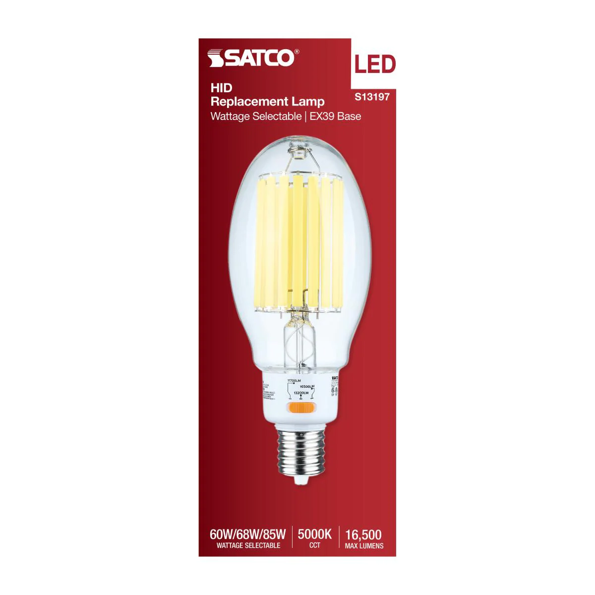 Satco LED HID Replacement ED37 Wattage Tunable 5000K EX39 Base 120-277v Bulb - Image 4