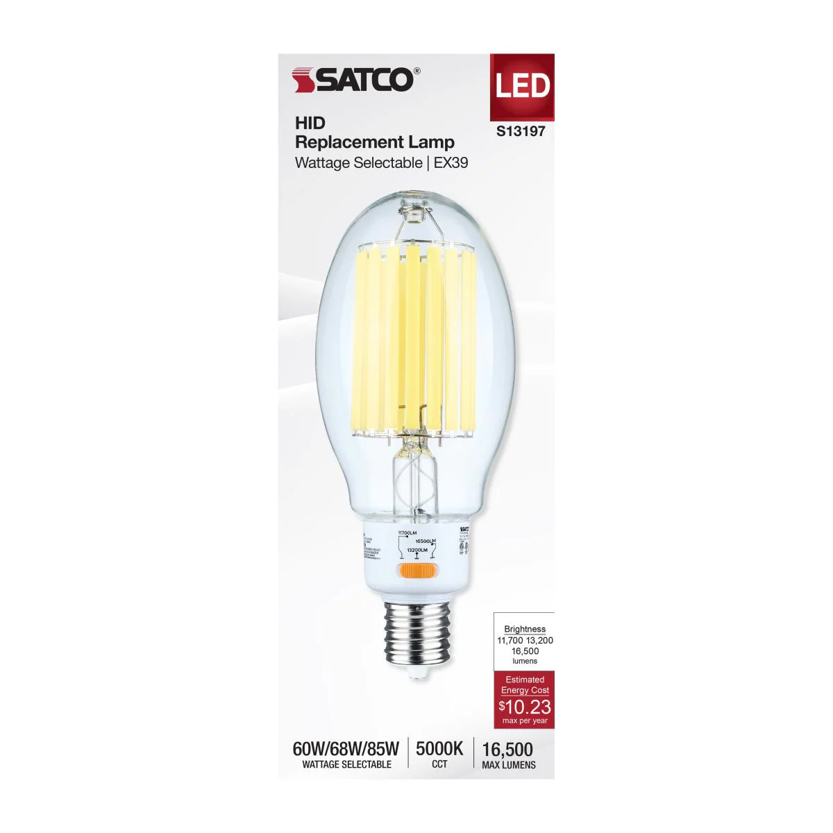 Satco LED HID Replacement ED37 Wattage Tunable 5000K EX39 Base 120-277v Bulb - Image 5