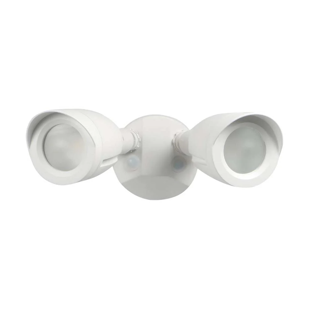 Satco LED Security Light Dual Head White Finish 3000K