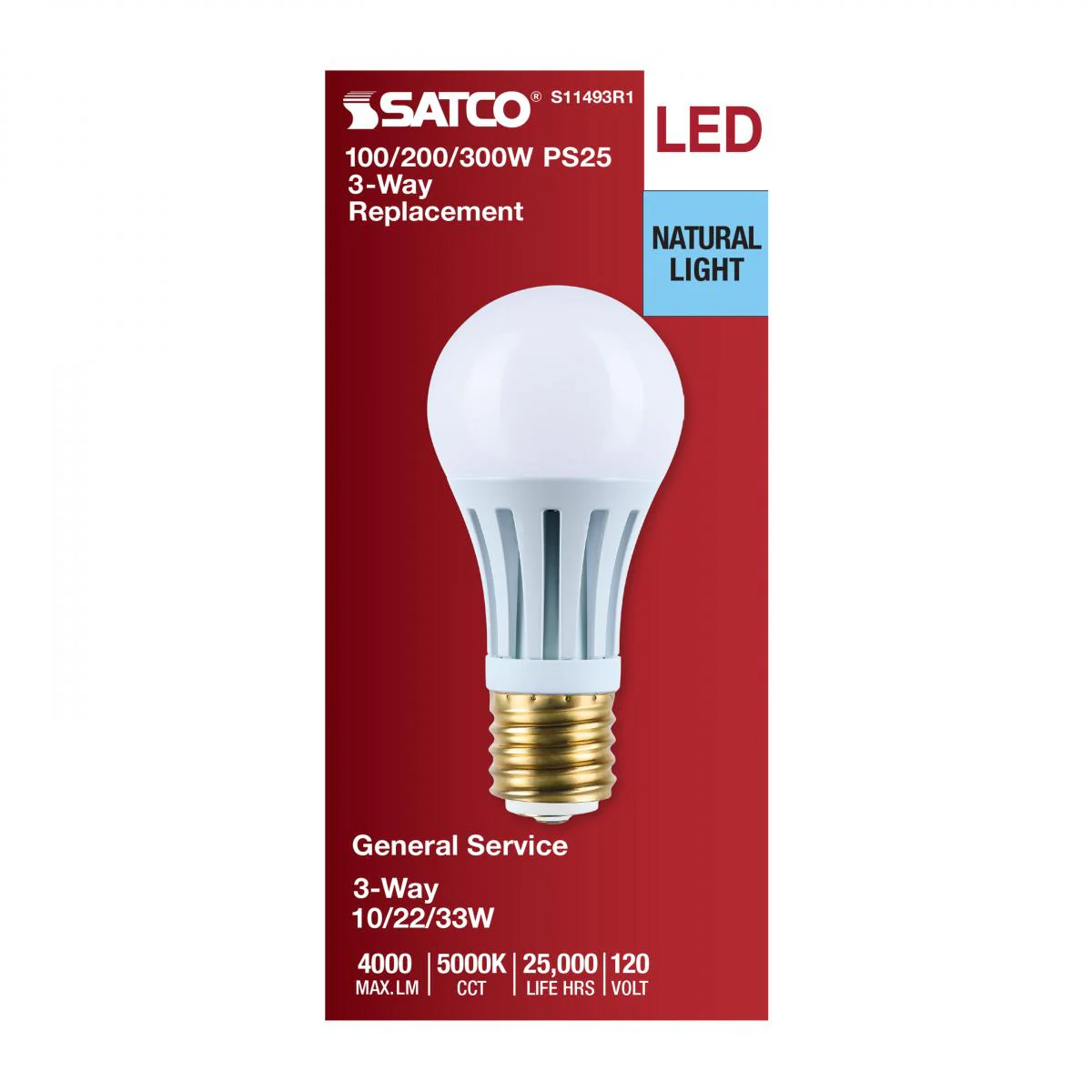 Satco PS25 LED Three-Way Lamp Wattage Tunable 5000K E39d Mogul Base 120v - Image 3