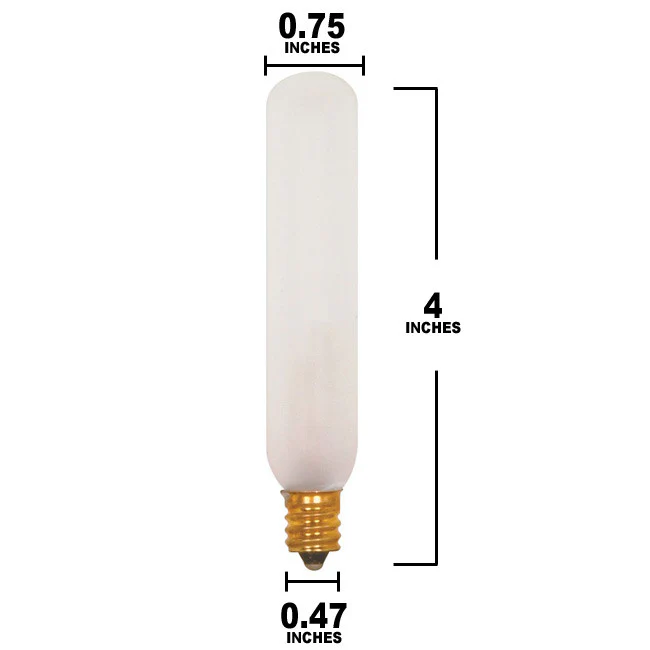 Satco S3315 15W 120V T6 Frost E12 Candelabra Base Incandescent light bulb - Image 2