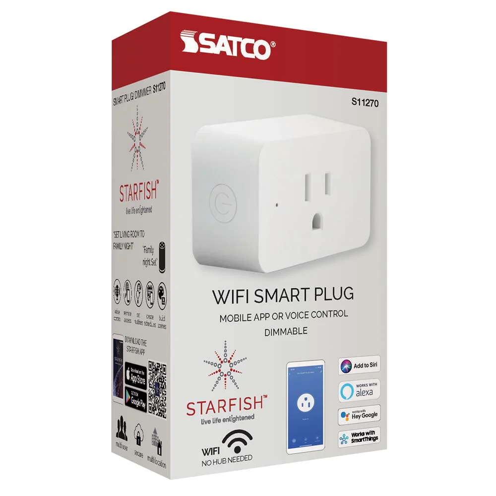 Wi-Fi Dimmer Plug Outlet - 15A - no hub required - Satco Starfish - Image 3