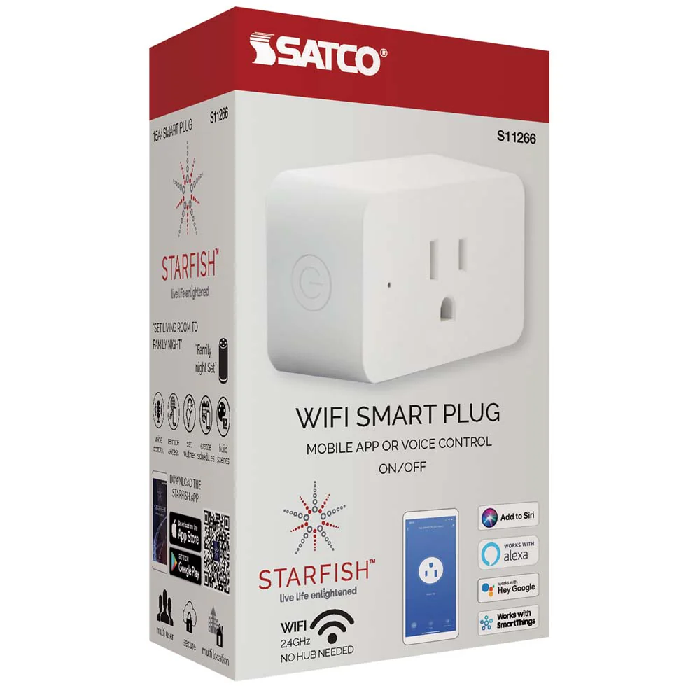 Wi-Fi On-Off Plug-in Outlet - 15 Amp - Satco Starfish Smart Technology - Image 3