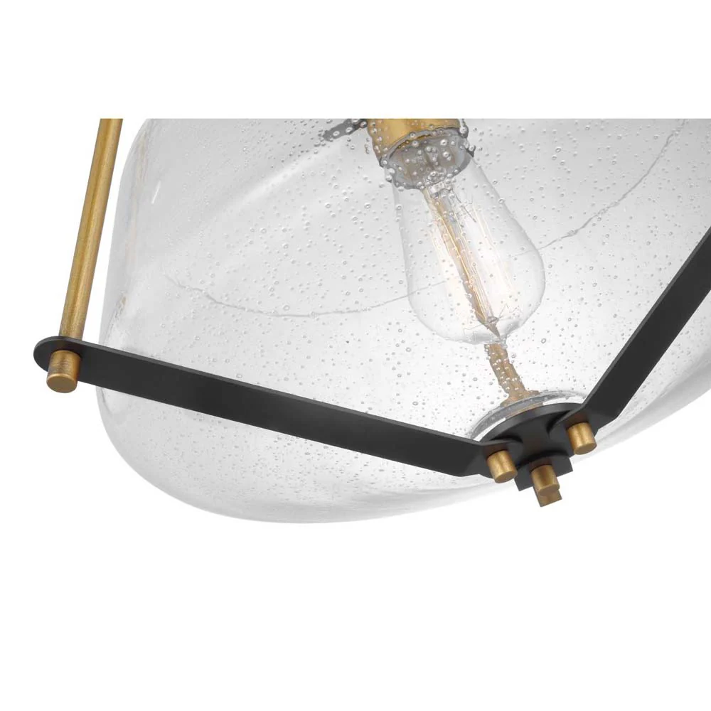 Starlight 60w 1-Light Semi Flush Mount Clear Seeded Glass E26 Base Black Finish - Image 5