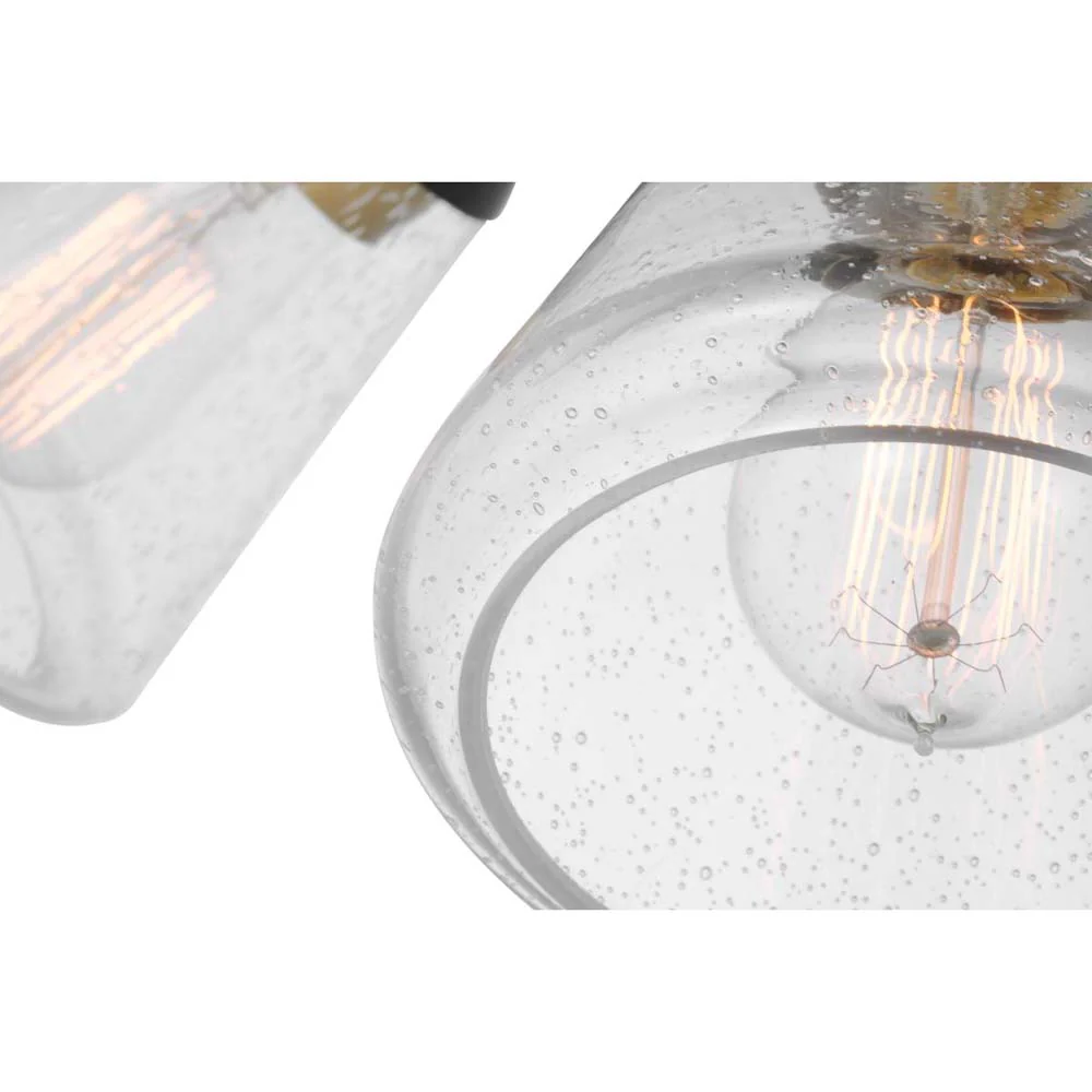 Starlight 60w 3-Light Semi Flush Clear Seeded Glass Mount E26 Base Black Finish - Image 4